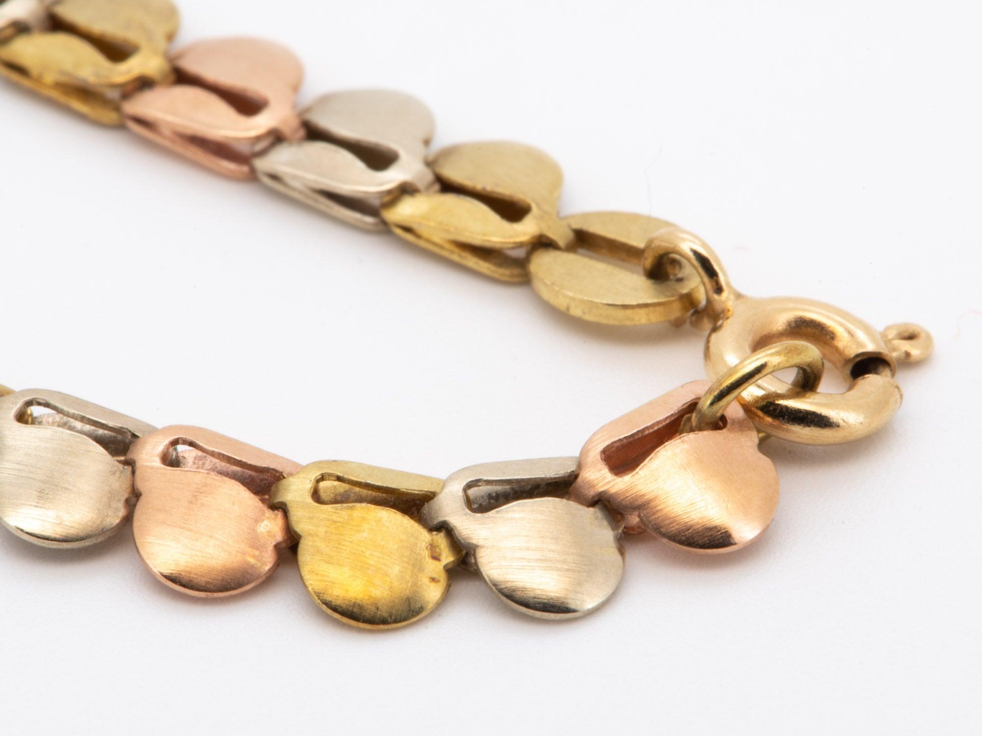 Collier tricolore en or 14 carats Italie 10,54 g V1137 Unisexe en vente