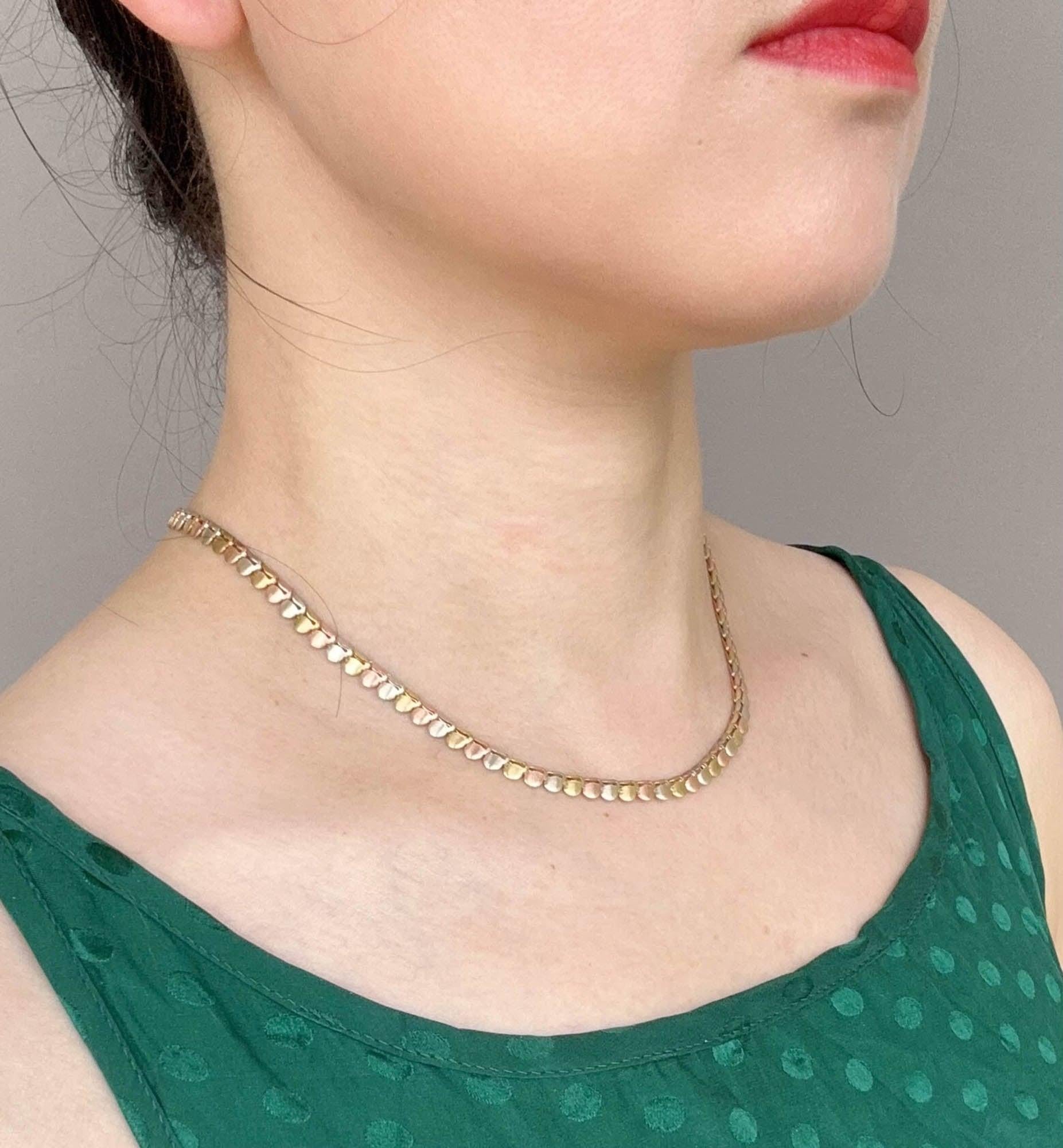 Collier tricolore en or 14 carats Italie 10,54 g V1137 en vente 1