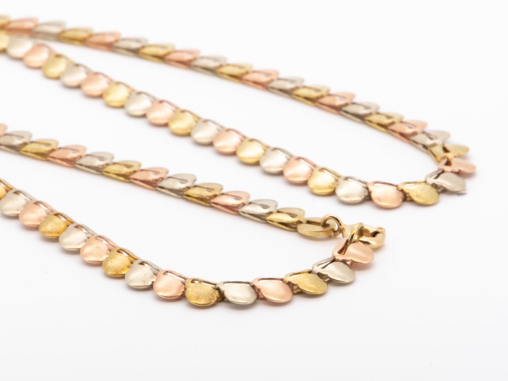 Collier tricolore en or 14 carats Italie 10,54 g V1137 en vente 3