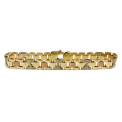 Bracciale a tre colori in oro 14K con maglie a incastro in stile retrò