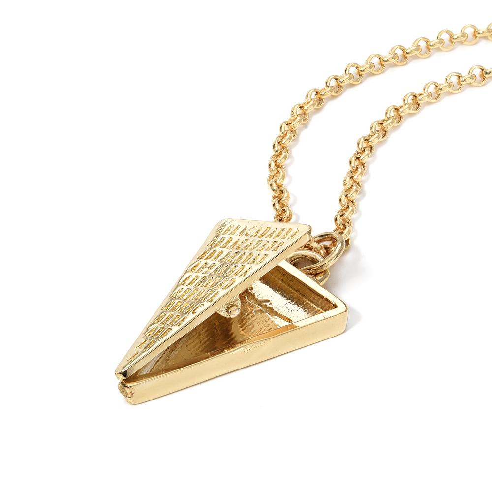 Gold Triangle Abracadabra Locket in 14 Karat Locket

Long before abracadabra became associated with illusion and parlor tricks, abracadabra meant “I create as I speak.” It was the literal word of manifestation, of bringing one’s wishes into reality.