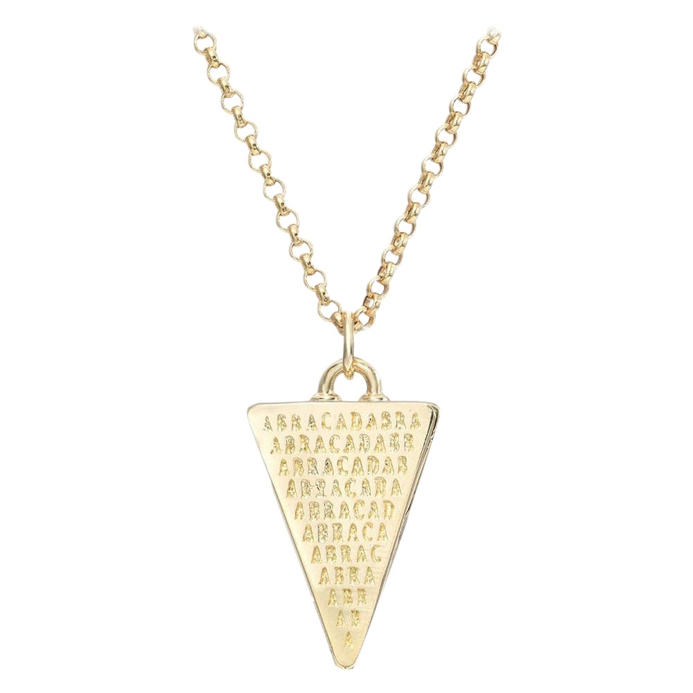 14k Gold Triangle Abracadabra Locket Talisman For Sale