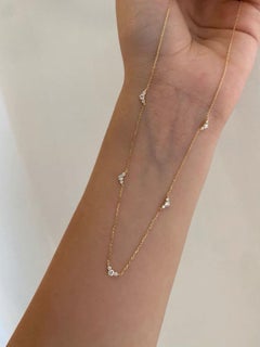 14k Gold Triangle Cluster Necklace Natural Pave Diamond Necklace Minimalist Gift