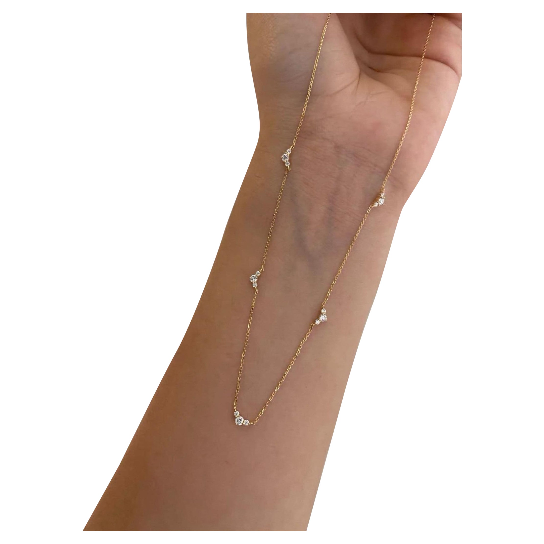 14k Gold Triangle Cluster Necklace Natural Pave Diamond Necklace Minimalist Gift