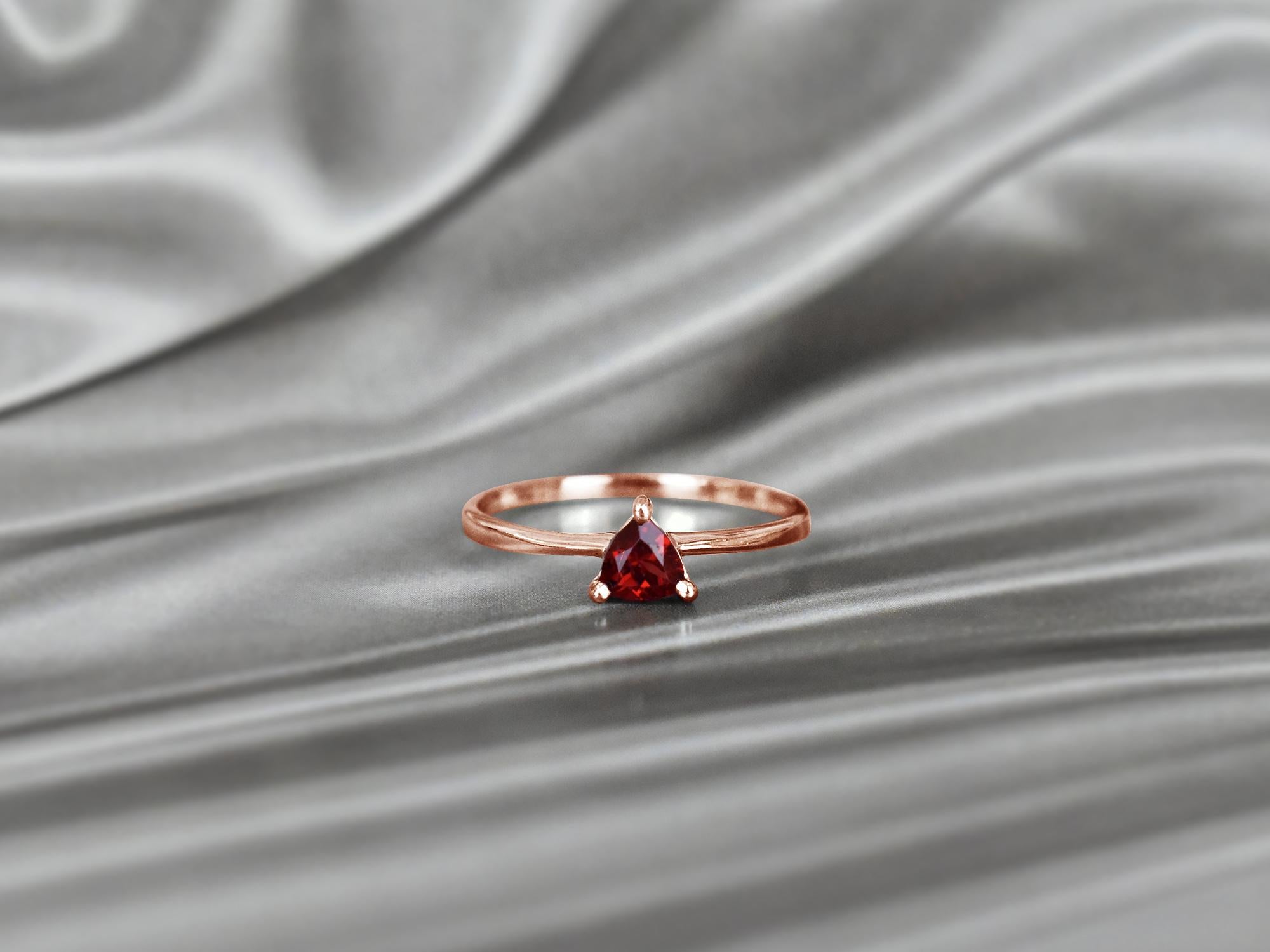 For Sale:  14k Gold Trillion Gemstone 6 mm Trillion Gemstone Engagement Ring Stackable Ring 2