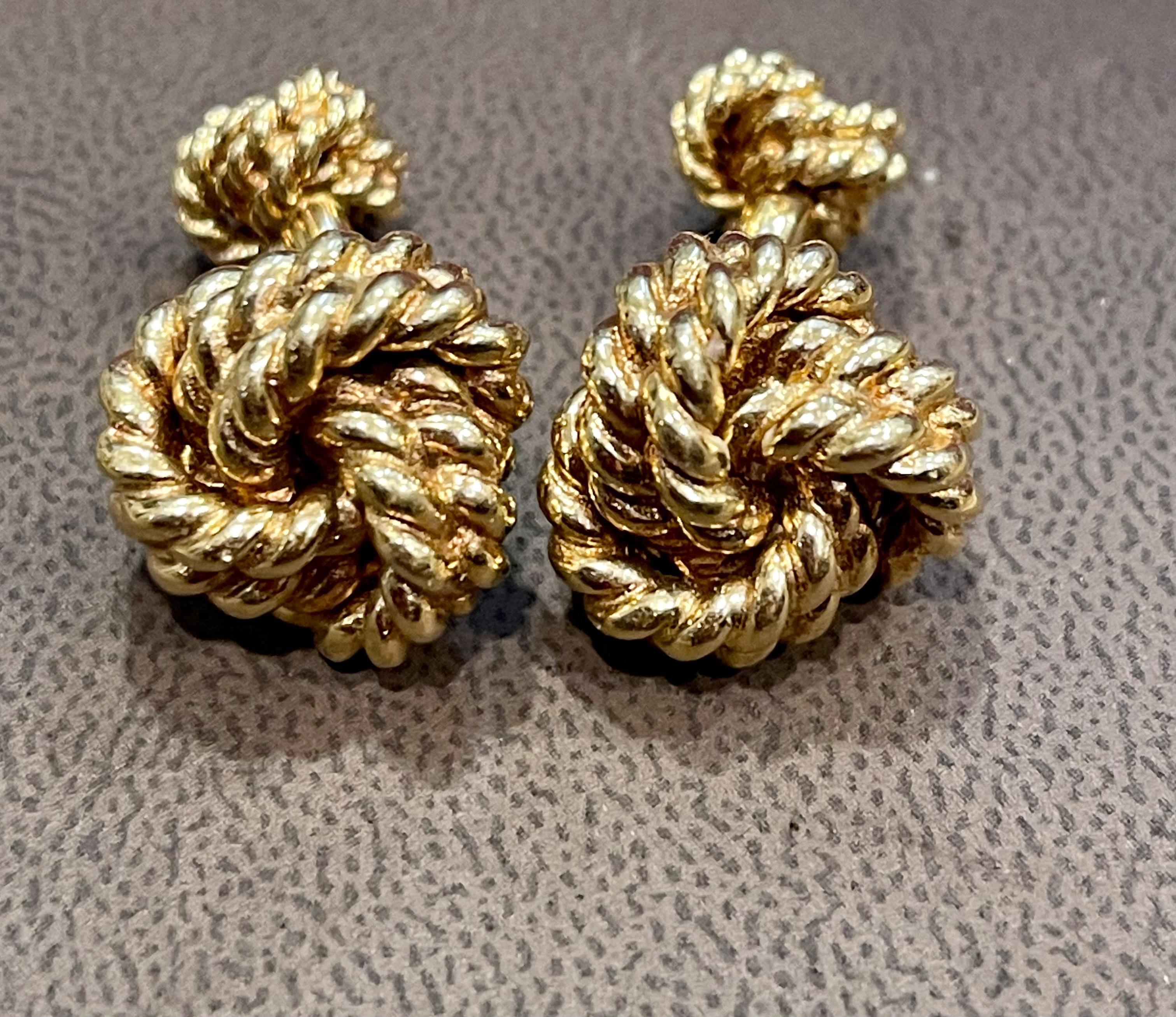 14k Gold Trinity Love Woven Knot Cuff Links in 14 Karat Yellow Gold 28 Gm, Men's For Sale 6