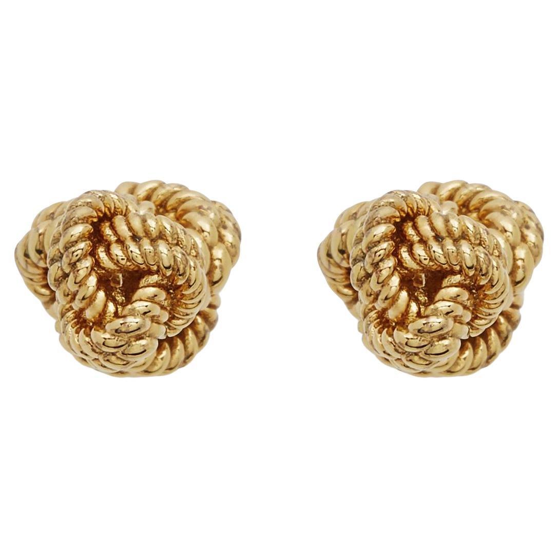 14k Gold Trinity Love Woven Knot Cuff Links in 14 Karat Yellow Gold 28 Gm, Men's For Sale