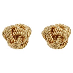 14k Gold Trinity Love Woven Knot Cuff Links in 14 Karat Yellow Gold 28 Gm, Men's