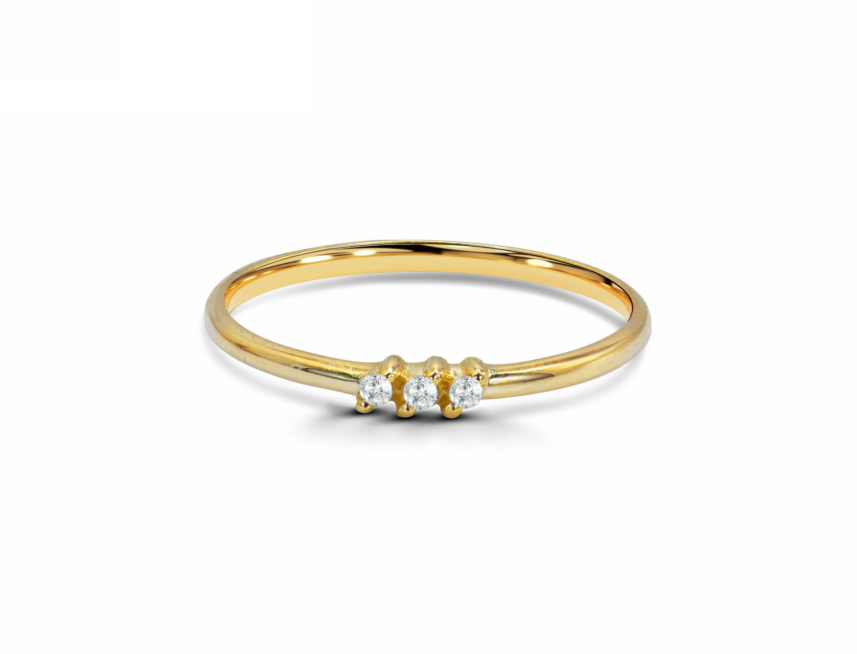 For Sale:  14k Gold Trio Diamond Band Ring Mini Diamond Ring 3