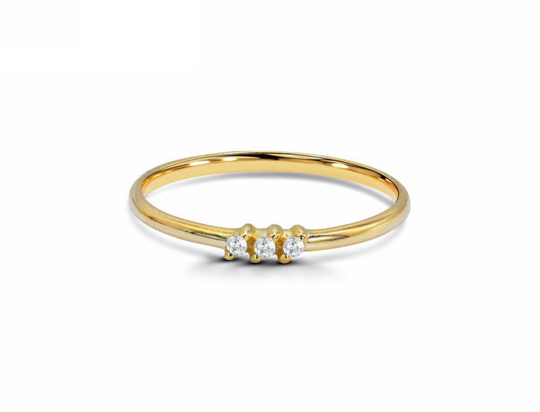 Customizable 14k Gold Trio Diamond Band Ring Mini Diamond Ring For Sale ...