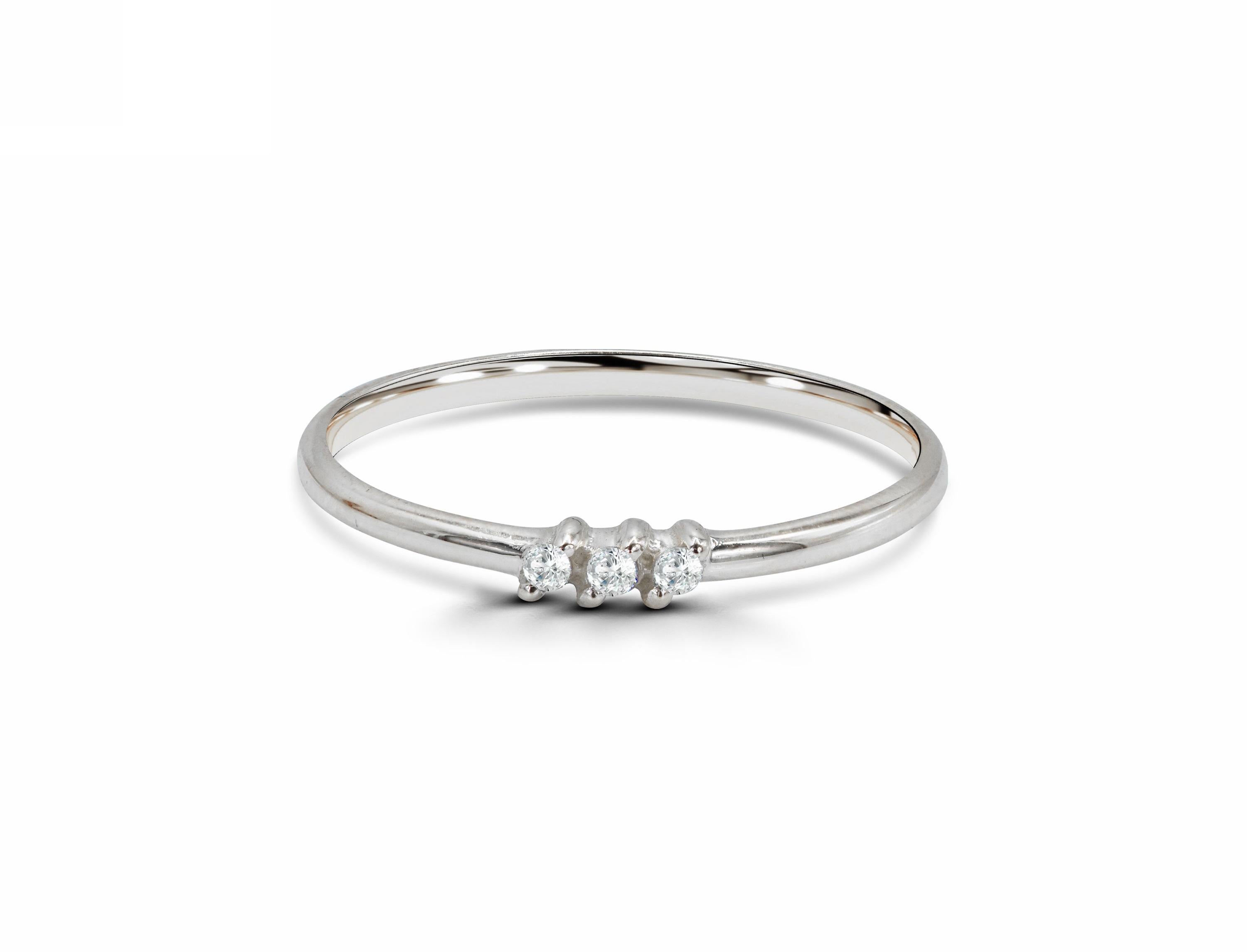 For Sale:  14k Gold Trio Diamond Band Ring Mini Diamond Ring 4