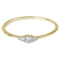14k Gold Trio Diamond Ring Minimalist Diamond Ring