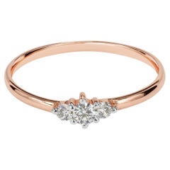 Anillo de Diamantes Trío de Oro de 14k Anillo de Diamantes Minimalista