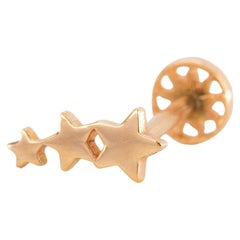 14-Karat-Gold-Ohrring mit drei Sternen und drei Sternen aus Gold