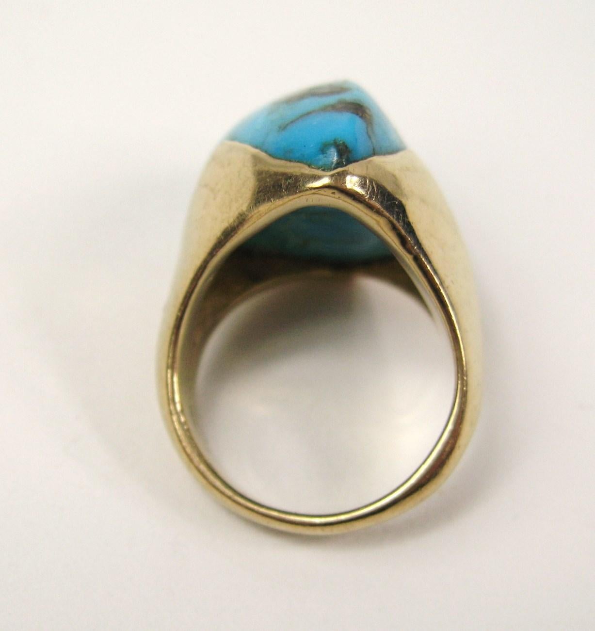 14k Gold Turquoise Nugget Ring Kingman  For Sale 5