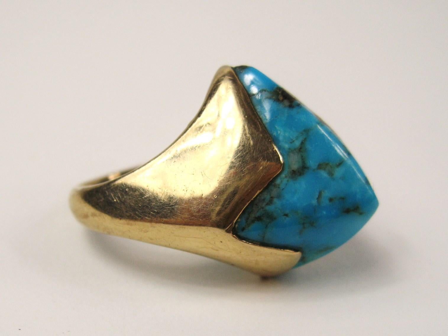 14k Gold Turquoise Nugget Ring Kingman  For Sale 2