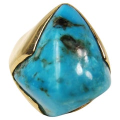 Retro 14k Gold Turquoise Nugget Ring Kingman 