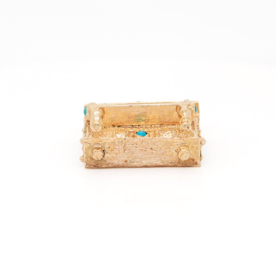 14k Gold & Turquoise Piano Charm or Pendant For Sale 5