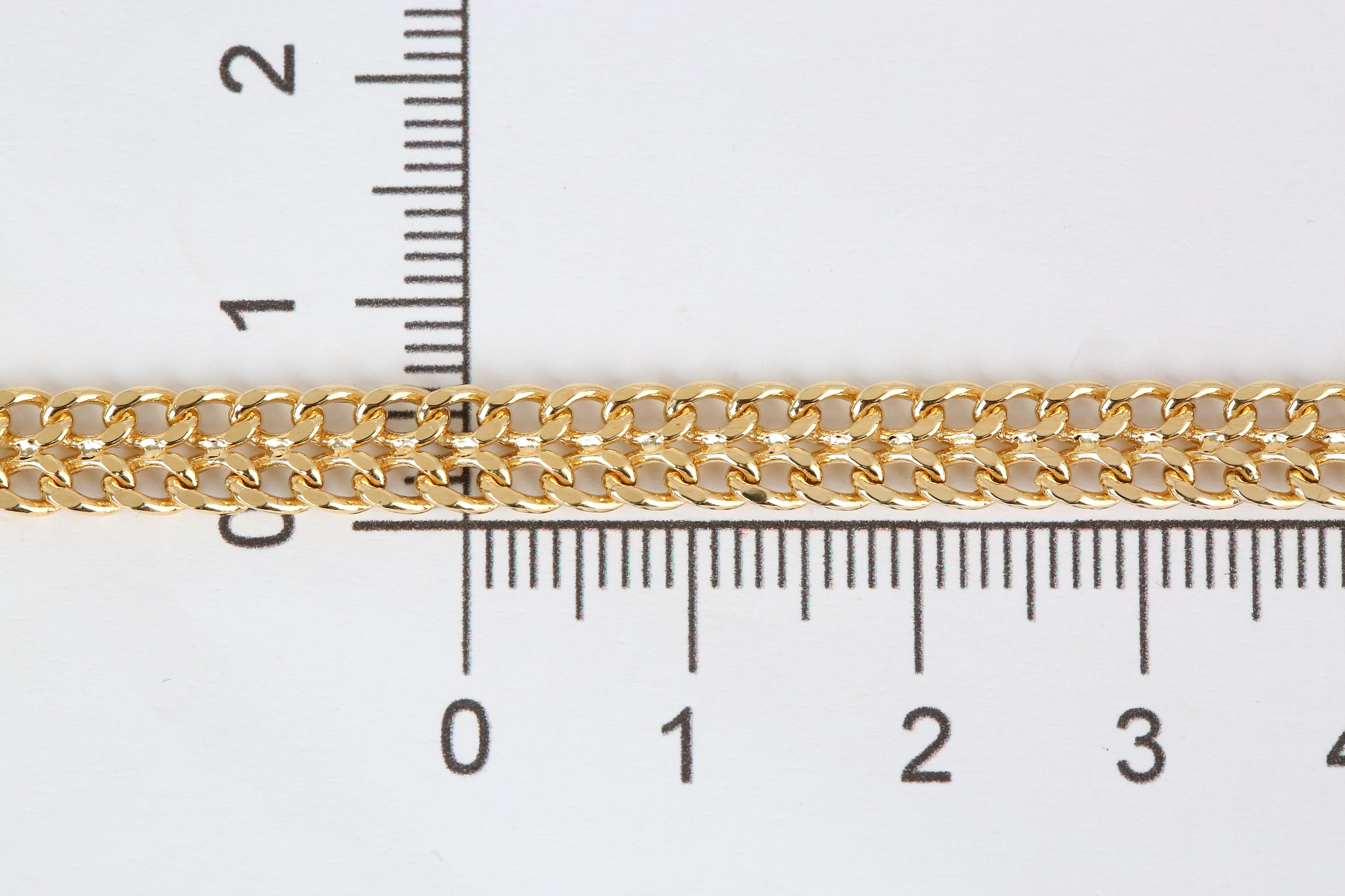 14k Gold Twin Chain Bracelet, Gold Double Chain Dainty Bracelet For Sale 5