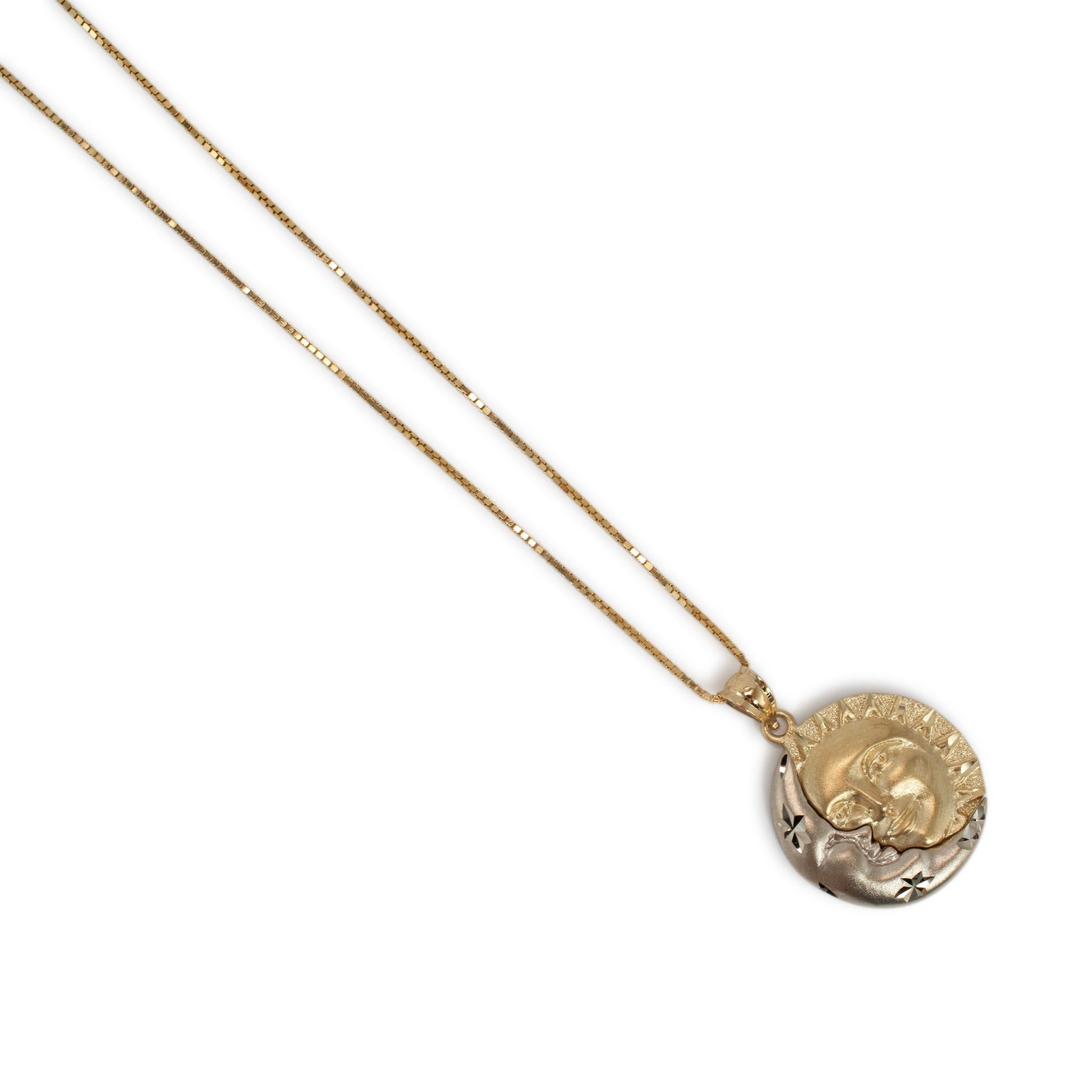 Collana con ciondolo Armonia Celeste Sole e Luna in oro 14K bicolore in vendita 2