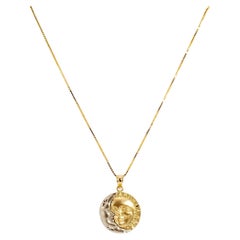 Halskette aus 14 Karat Gold mit zweifarbigem Celestial-Sonnen- und Mond-Harmony-Anhänger