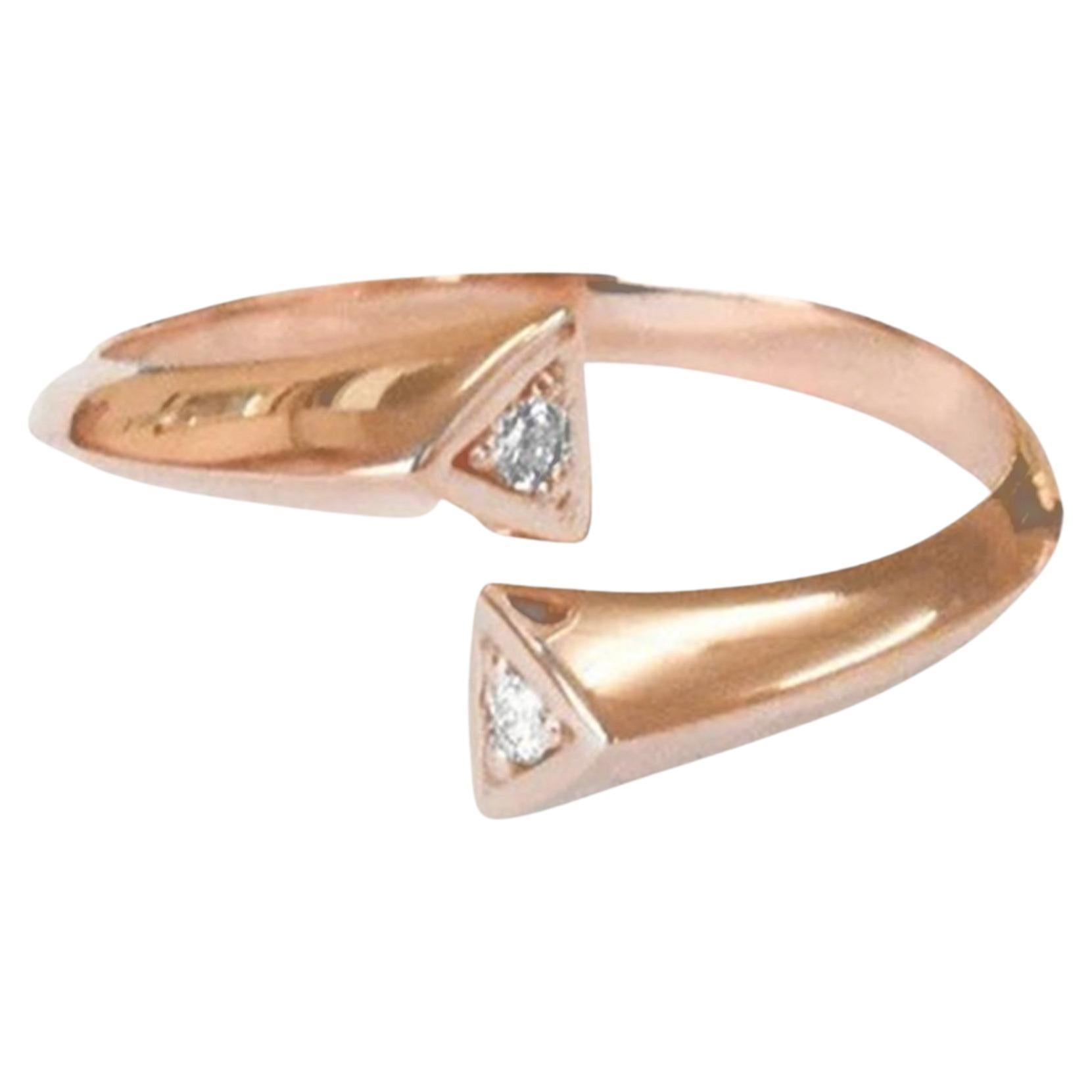 For Sale:  14k Gold Unique Gold Diamond Ring Minimalist Diamond Ring 2