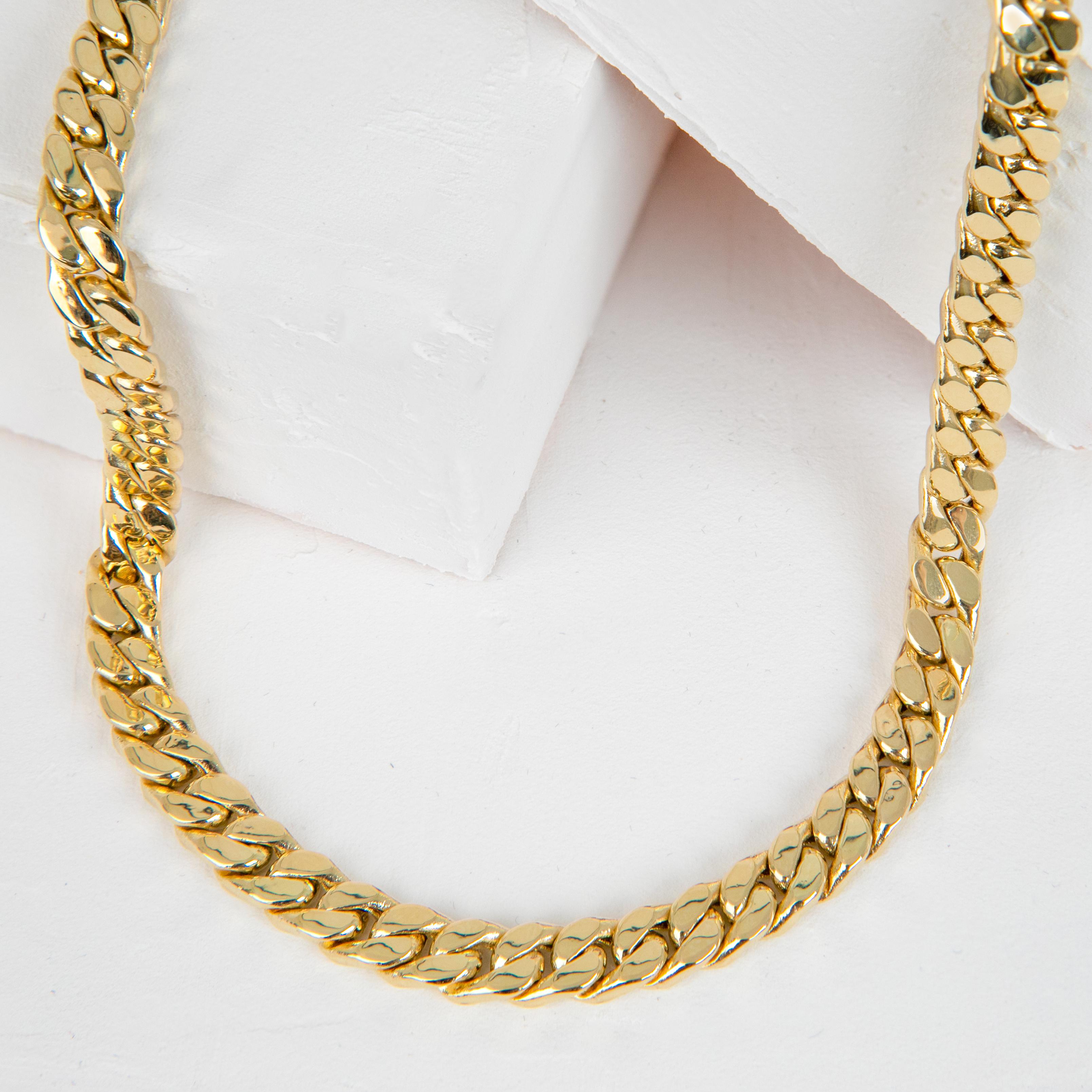 Moderno Catena unisex in oro 14k, catena d'oro da 19,75 gr 46,05 cm, catena d'oro a maglie cubane in vendita