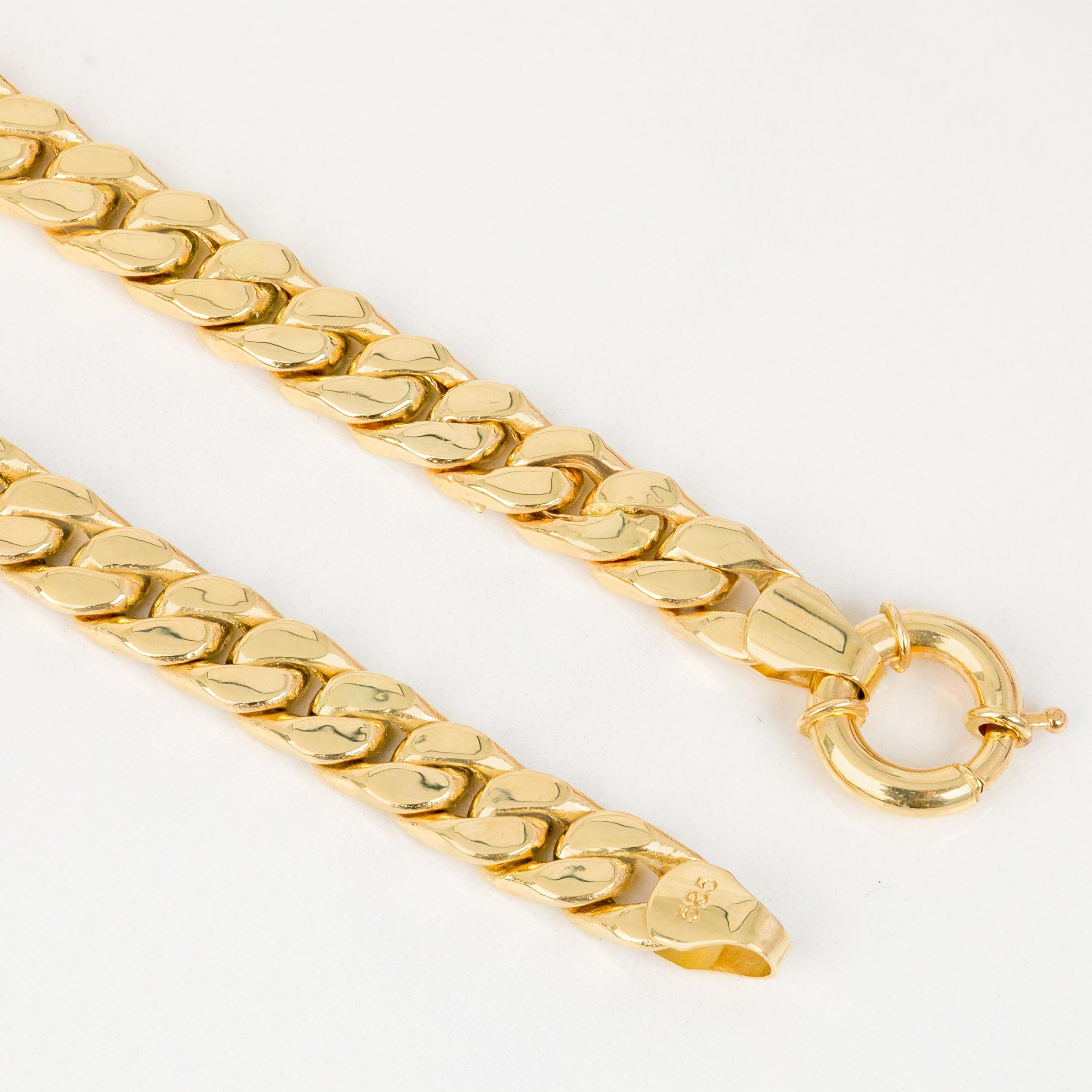 Catena unisex in oro 14k, catena d'oro da 19,75 gr 46,05 cm, catena d'oro a maglie cubane in vendita 2