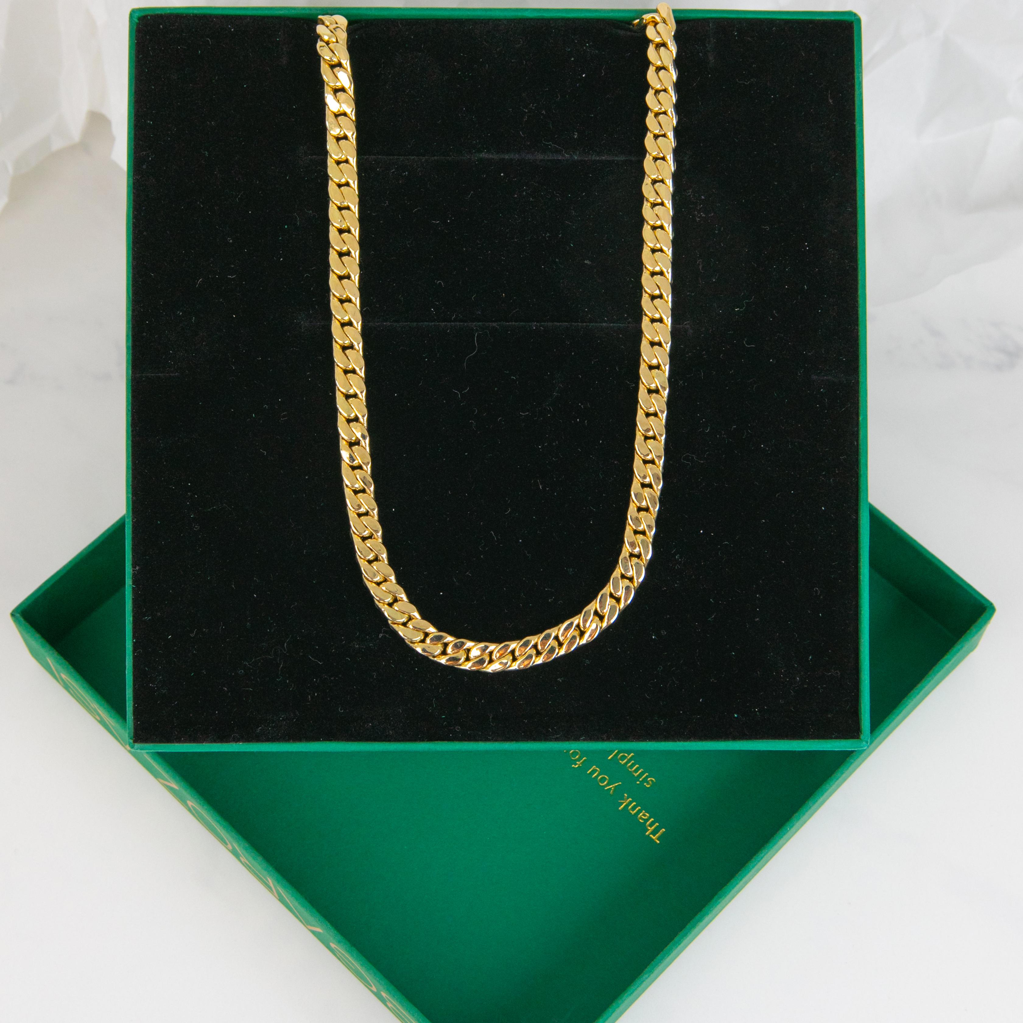 Catena unisex in oro 14k, catena d'oro da 19,75 gr 46,05 cm, catena d'oro a maglie cubane in vendita 4