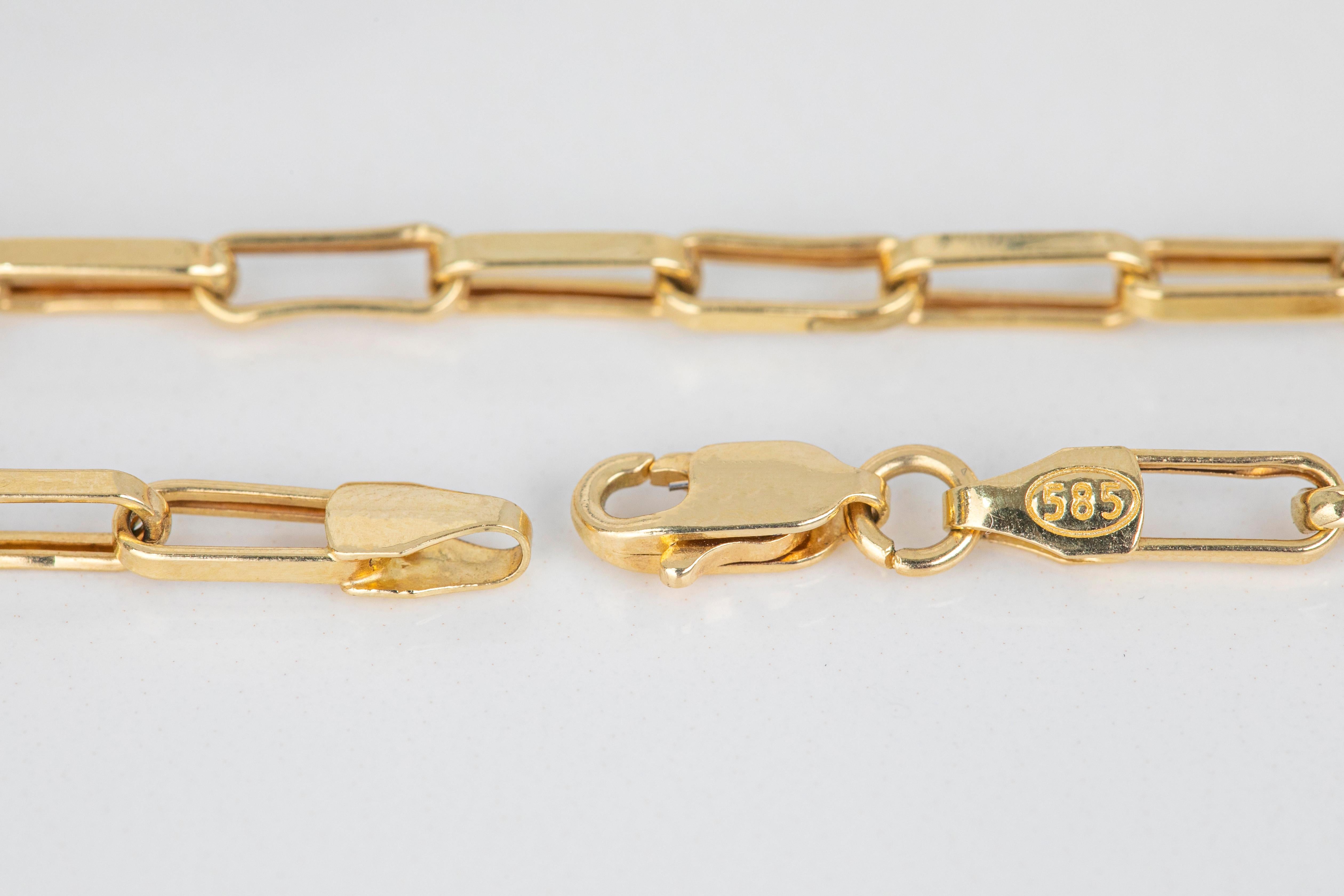 Catena unisex in oro 14k, 5,10 gr 54,00cm Collana in oro 14K, Catena in oro reale in vendita 2