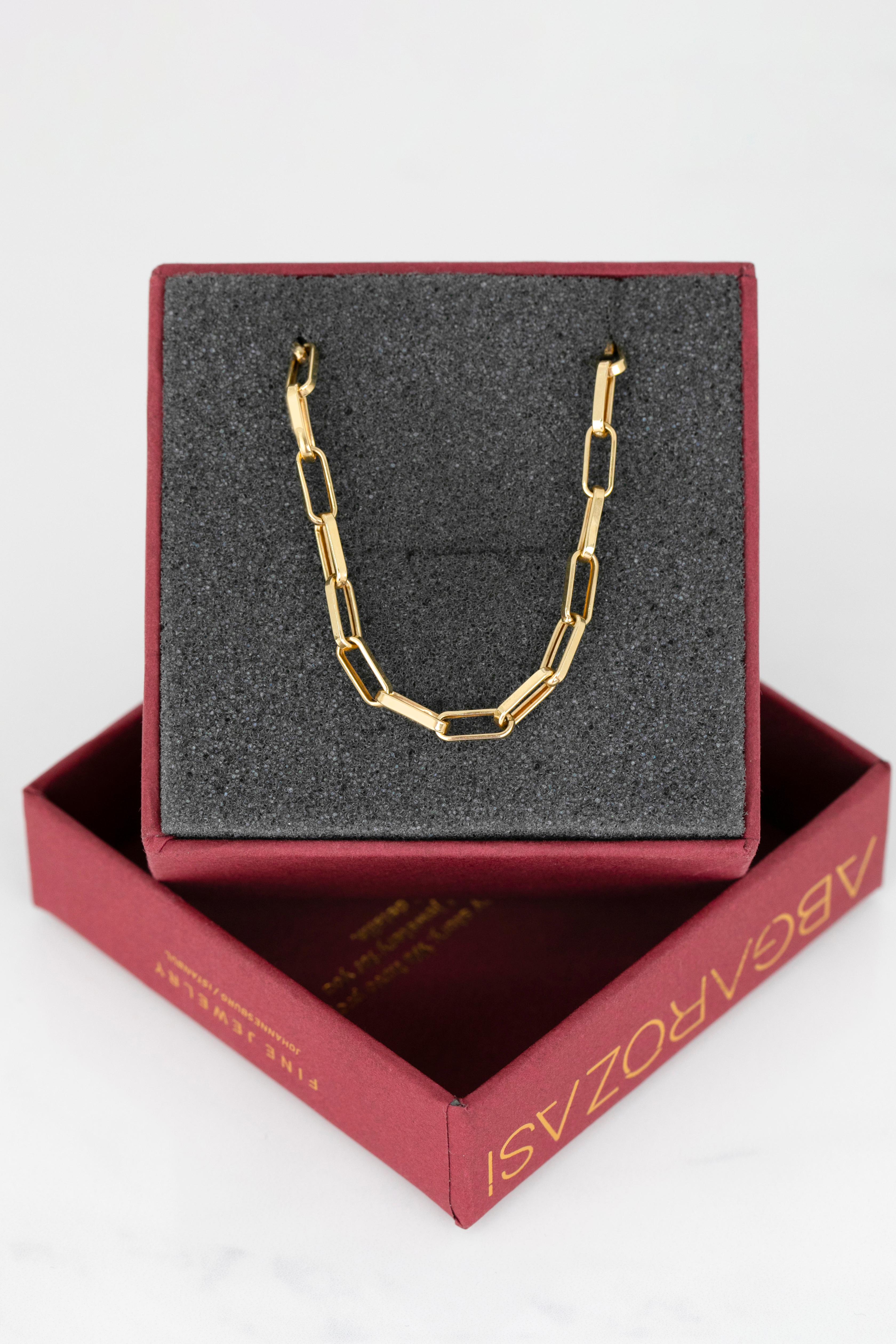 Catena unisex in oro 14k, 5,10 gr 54,00cm Collana in oro 14K, Catena in oro reale in vendita 3