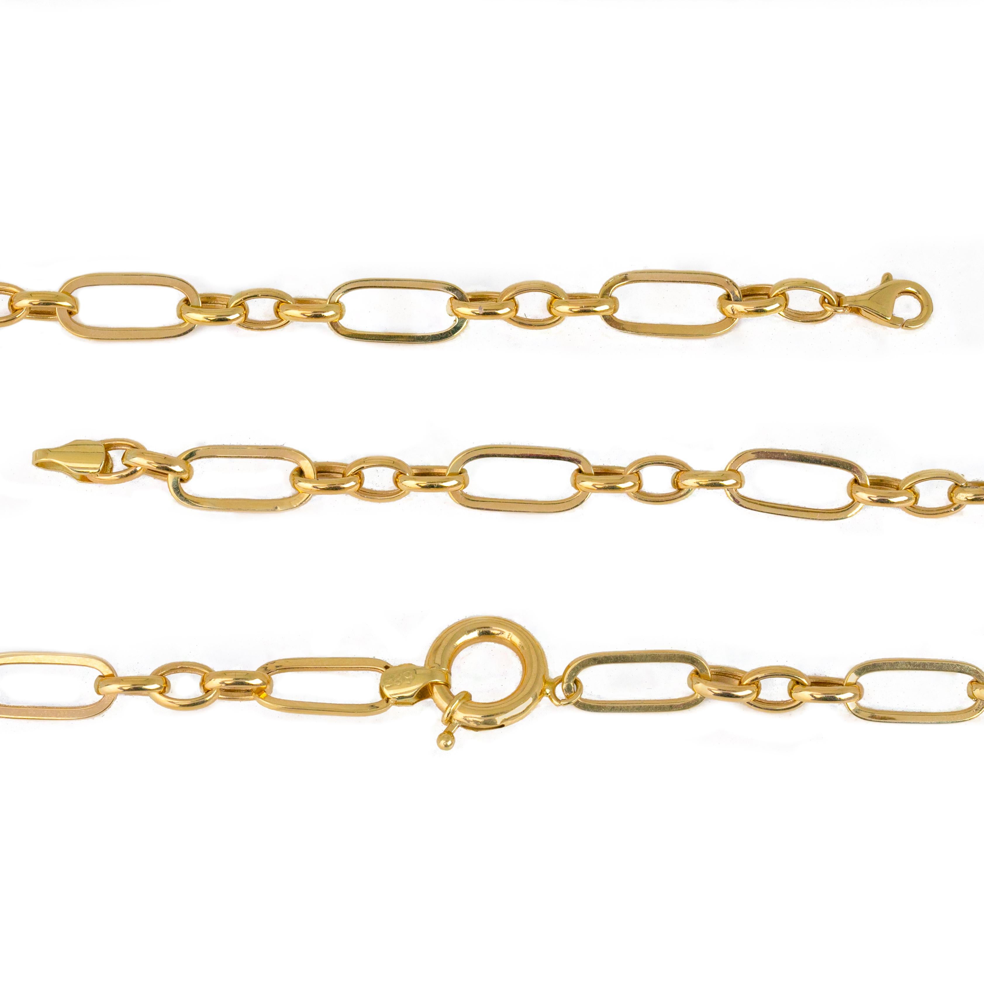 Catena unisex in oro 14k, catena d'oro da 9,06 gr 55 cm, collana a graffetta in vendita 5