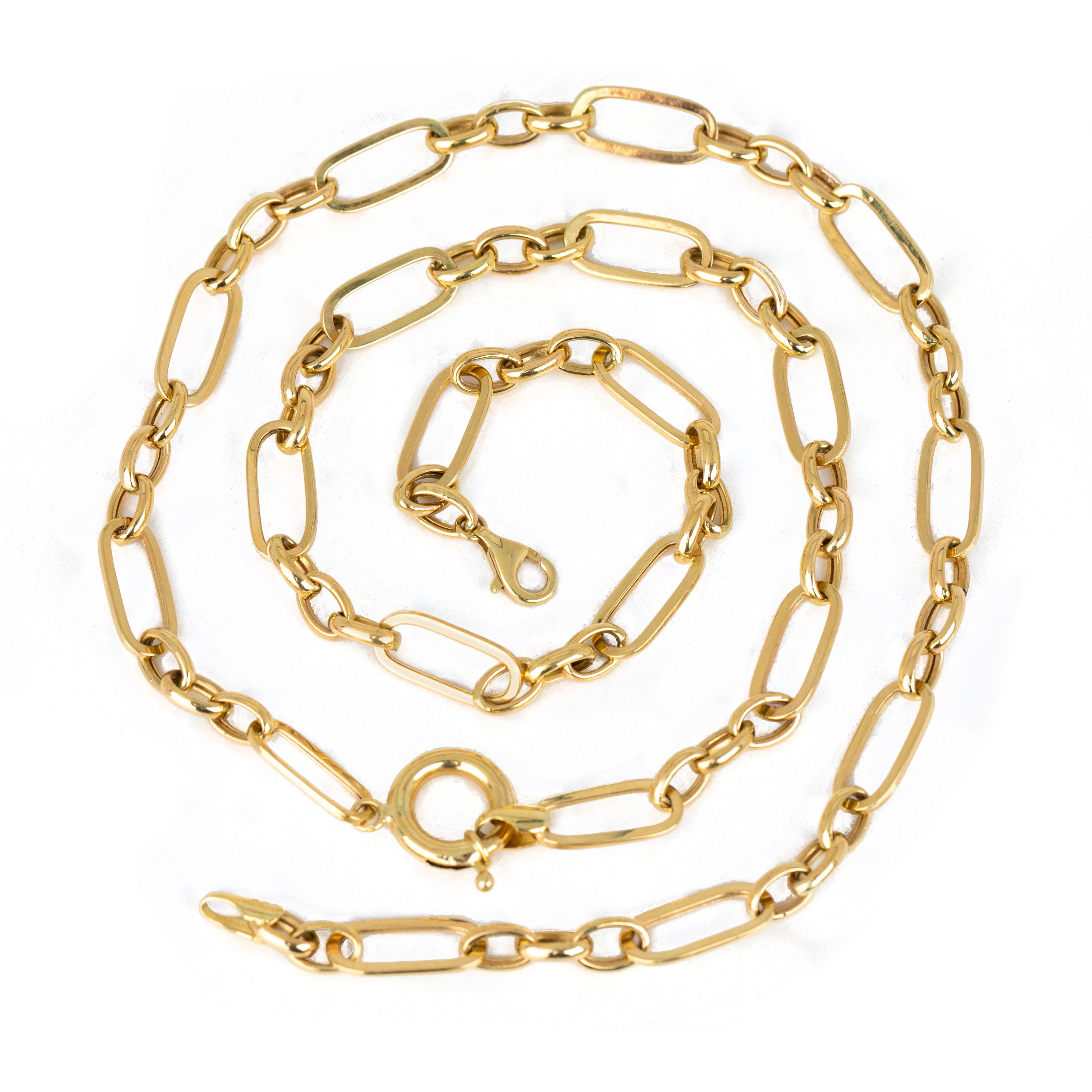 Moderno Catena unisex in oro 14k, catena d'oro da 9,06 gr 55 cm, collana a graffetta in vendita