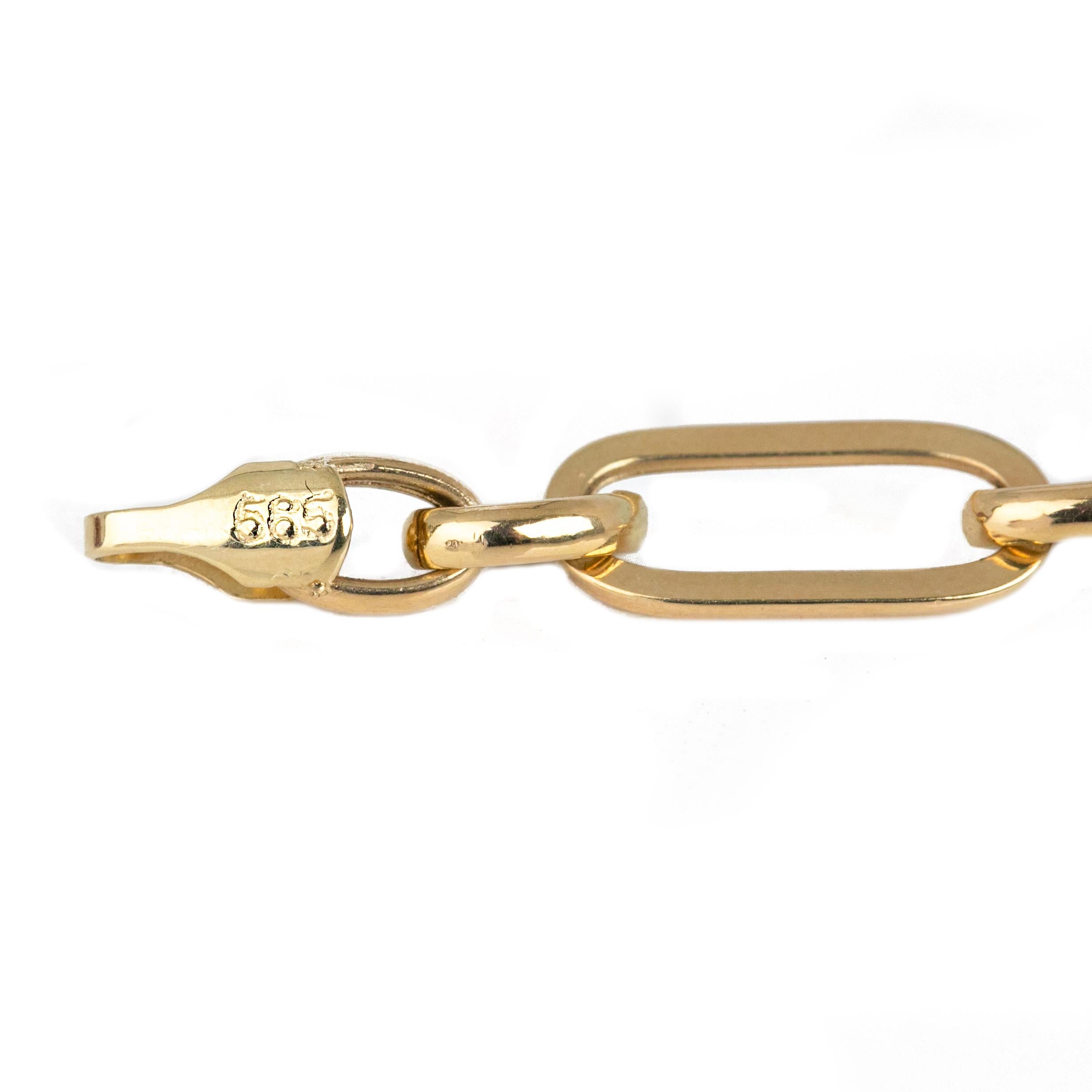 Catena unisex in oro 14k, catena d'oro da 9,06 gr 55 cm, collana a graffetta in vendita 1
