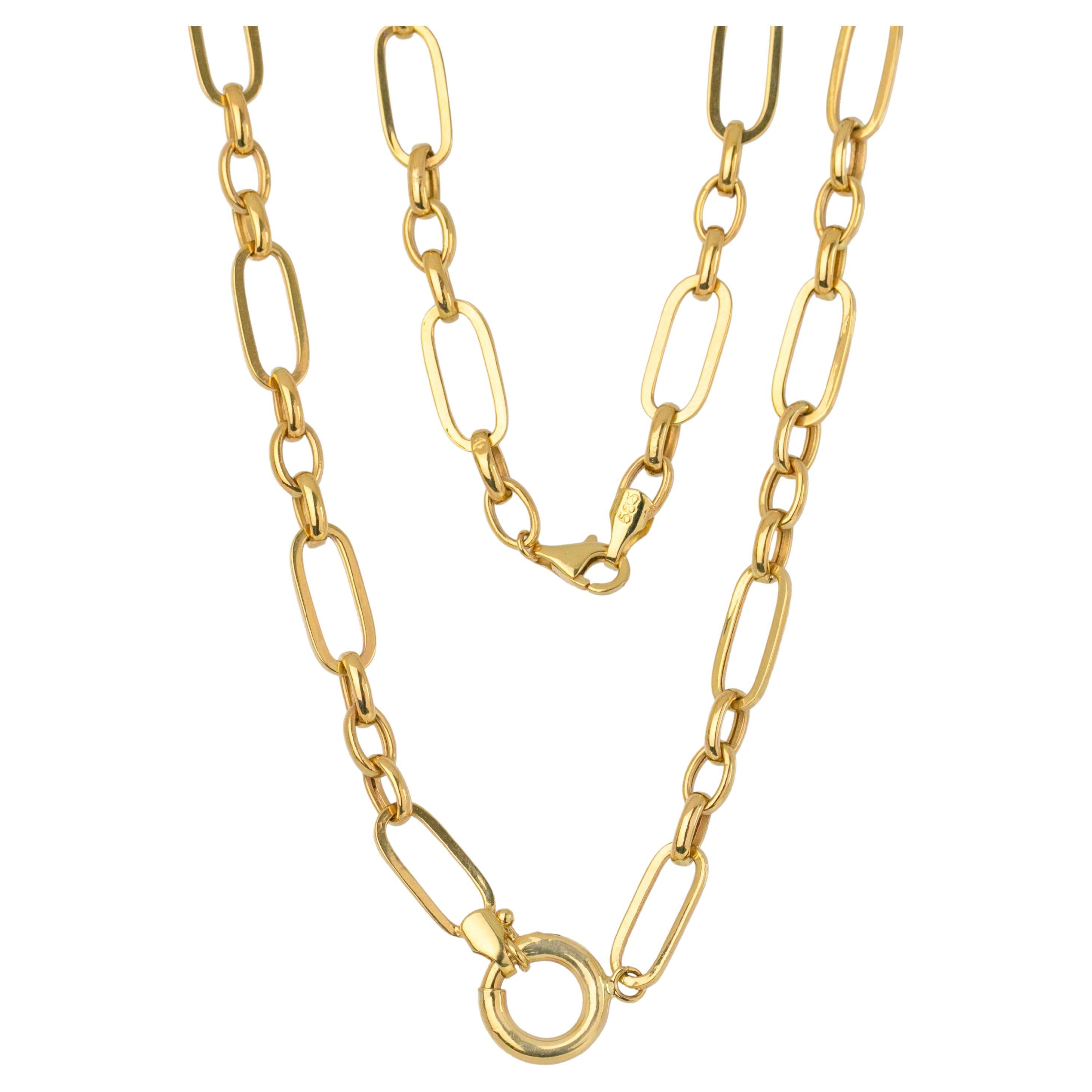 14k Gold Unisex Chain, 9.06 gr 55 cm Gold Chain, Paperclip Chain Necklace
