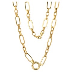 14k Gold Unisex Chain, 9.06 gr 55 cm Gold Chain, Paperclip Chain Necklace