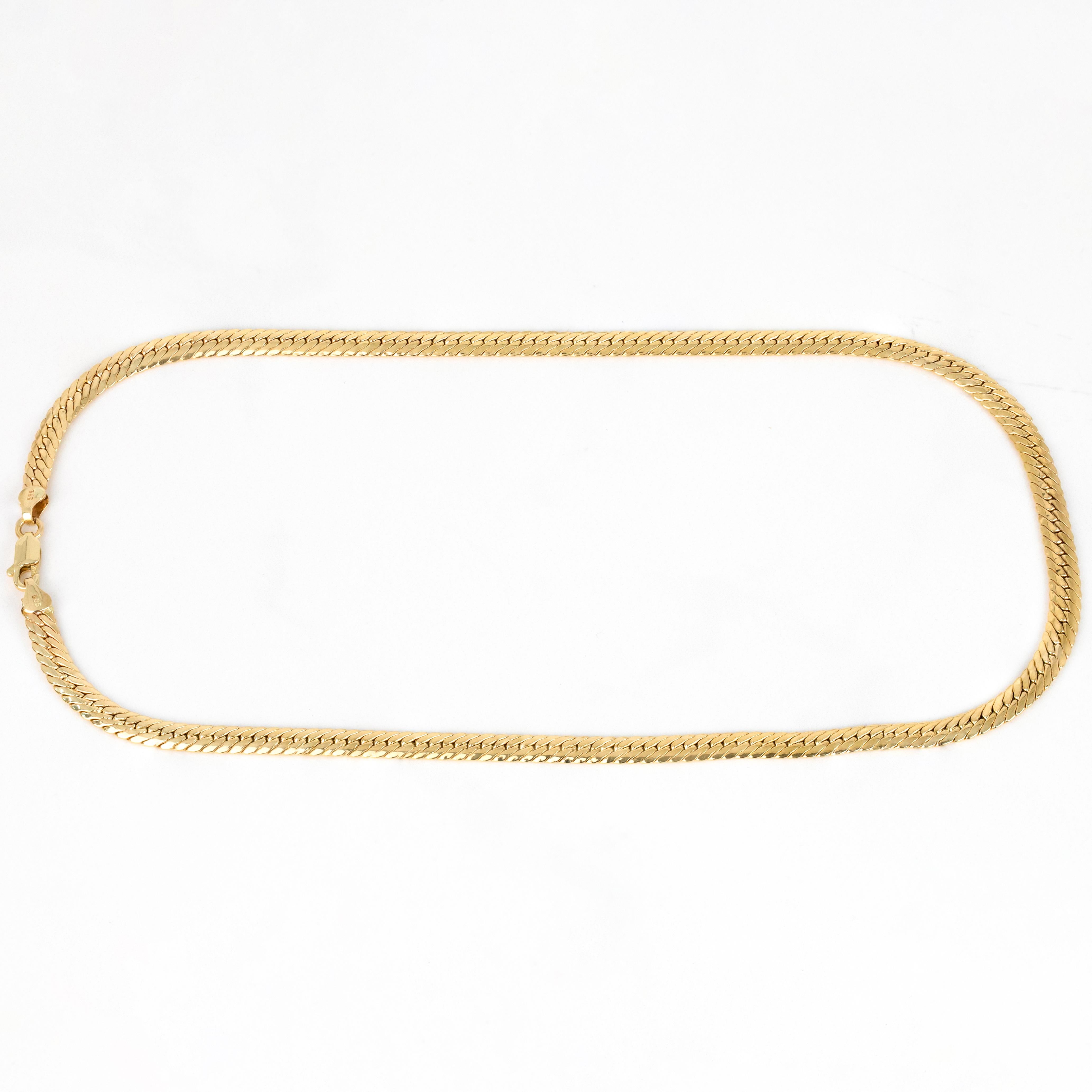 Catena unisex in oro 14k, 9,64 gr 46,00cm Collana a serpente a spina di pesce in oro 14k in vendita 5