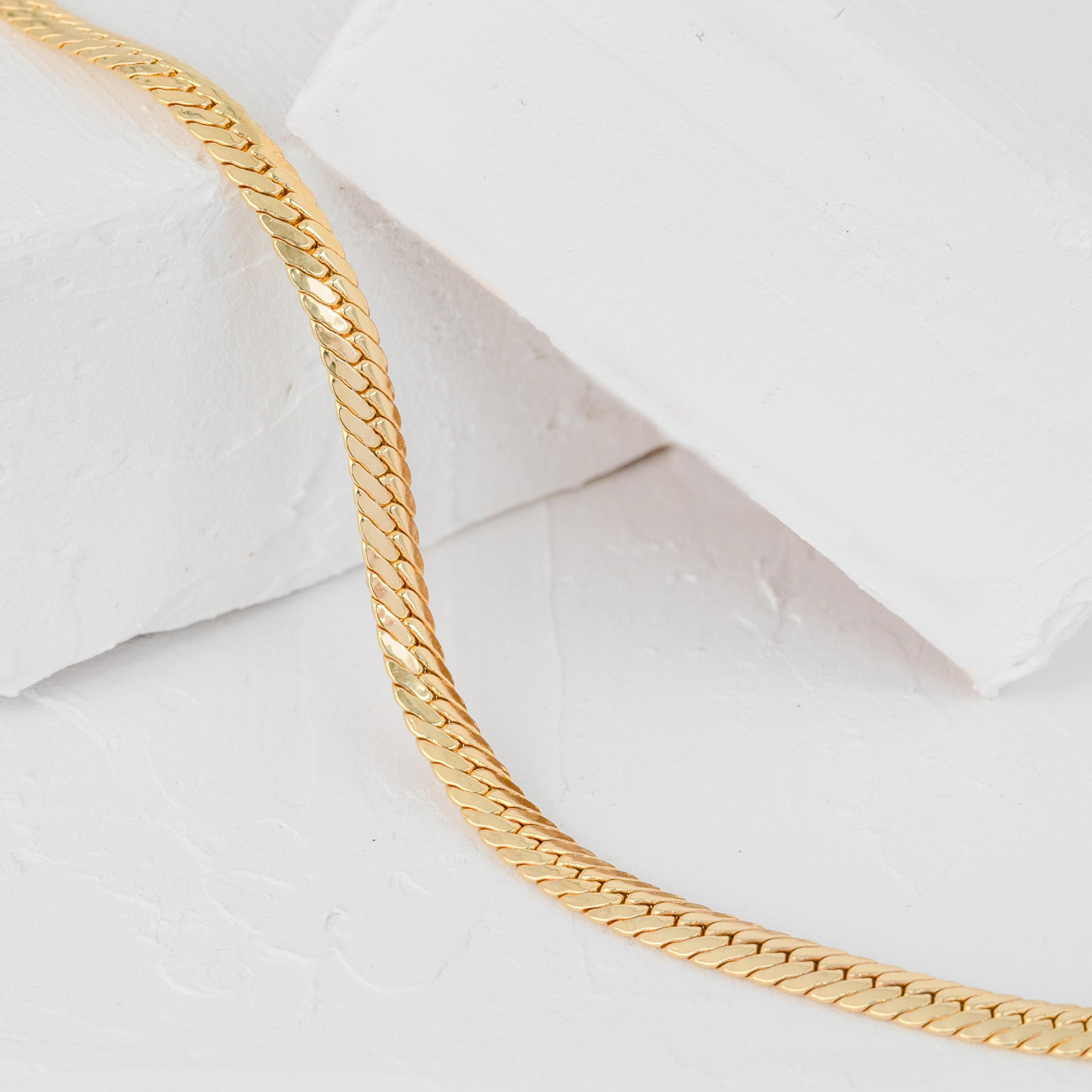 Catena unisex in oro 14k, 9,64 gr 46,00cm Collana a serpente a spina di pesce in oro 14k in vendita 6