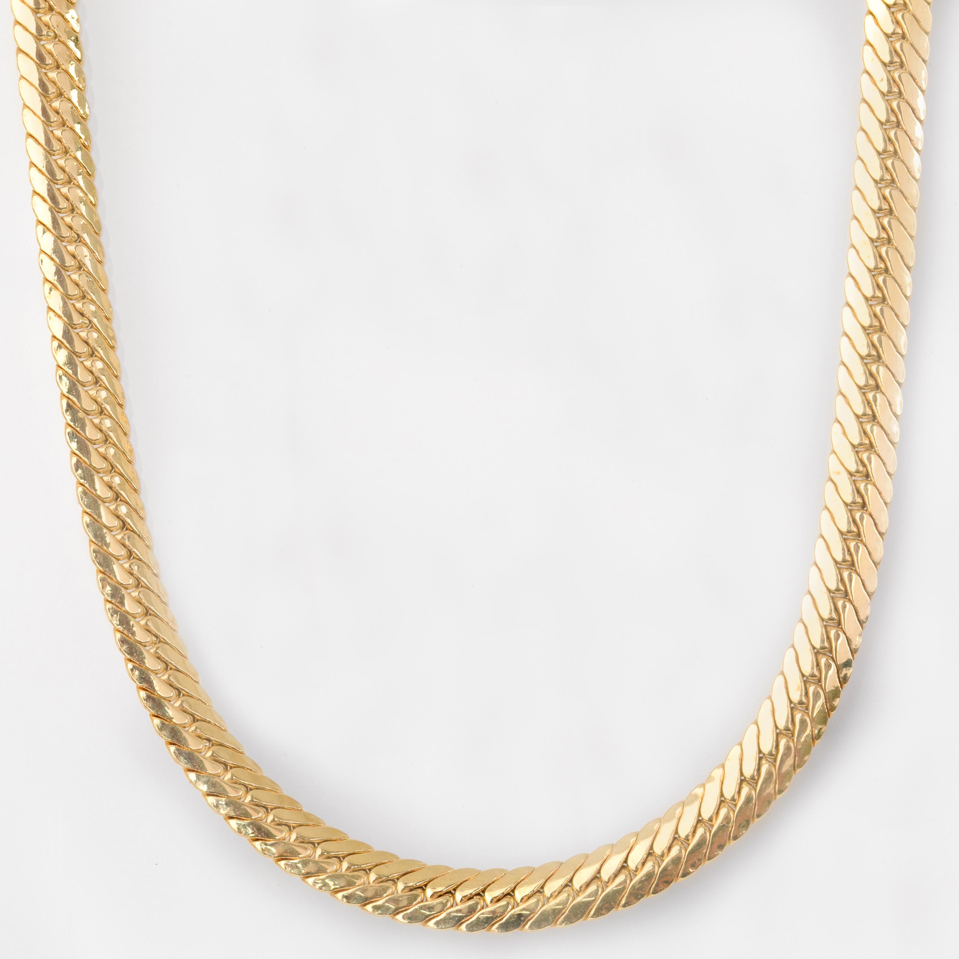 Moderno Catena unisex in oro 14k, 9,64 gr 46,00cm Collana a serpente a spina di pesce in oro 14k in vendita