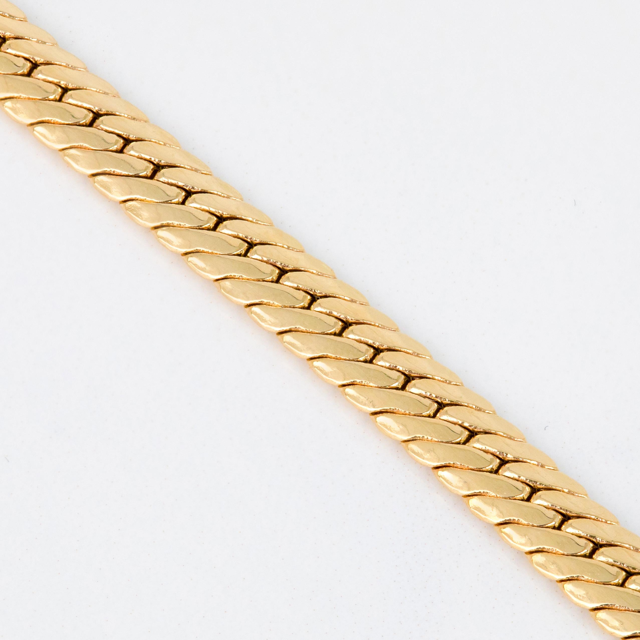 Catena unisex in oro 14k, 9,64 gr 46,00cm Collana a serpente a spina di pesce in oro 14k in vendita 4