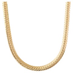 14k Gold Unisex-Halskette, 9,64 gr 46,00cm 14K Gold Schlangen-Herrenbone Kette Halskette