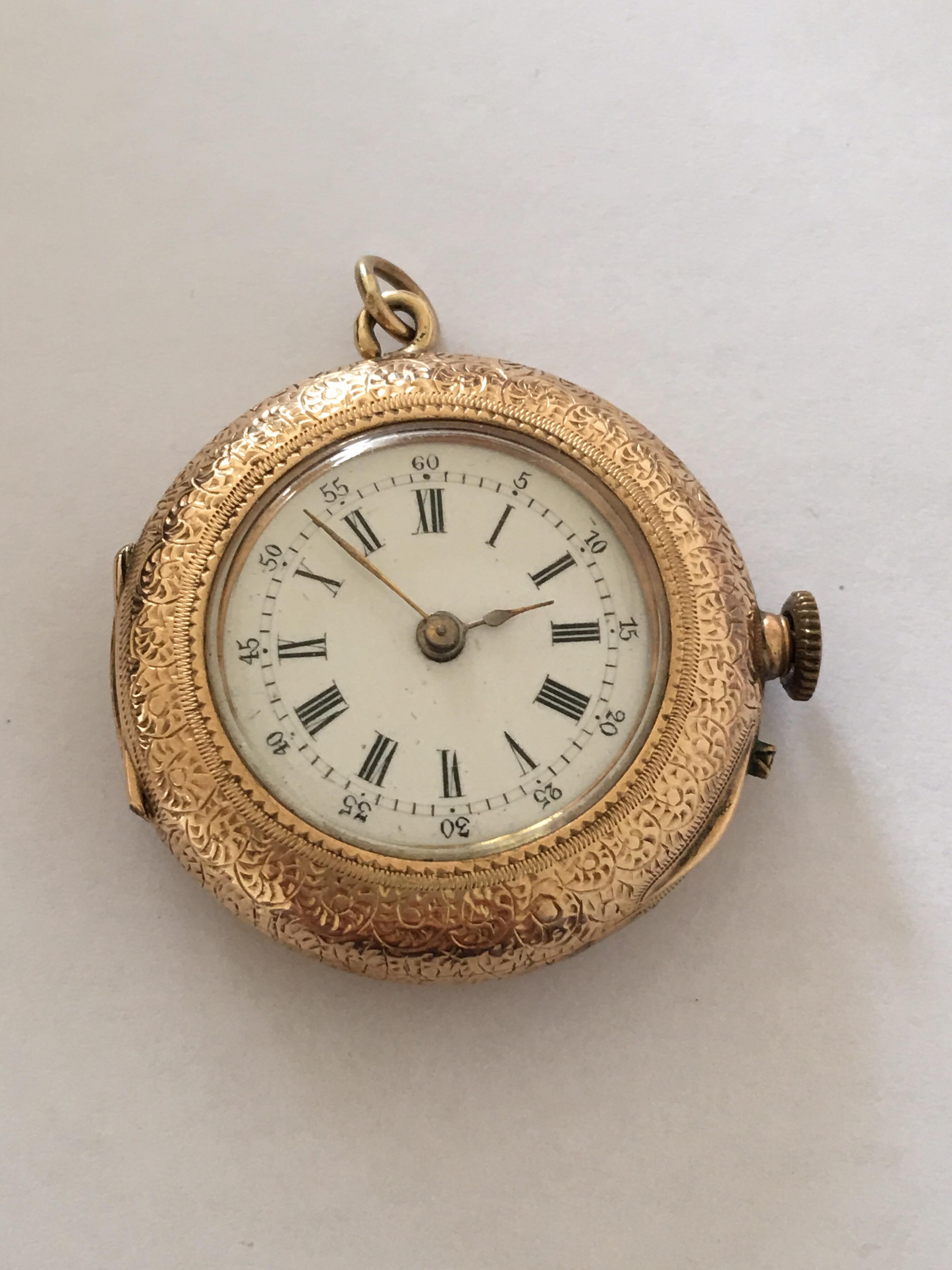 14 Karat Gold 33mm Vacheron Antique Pendant or Fob Watch For Sale 11