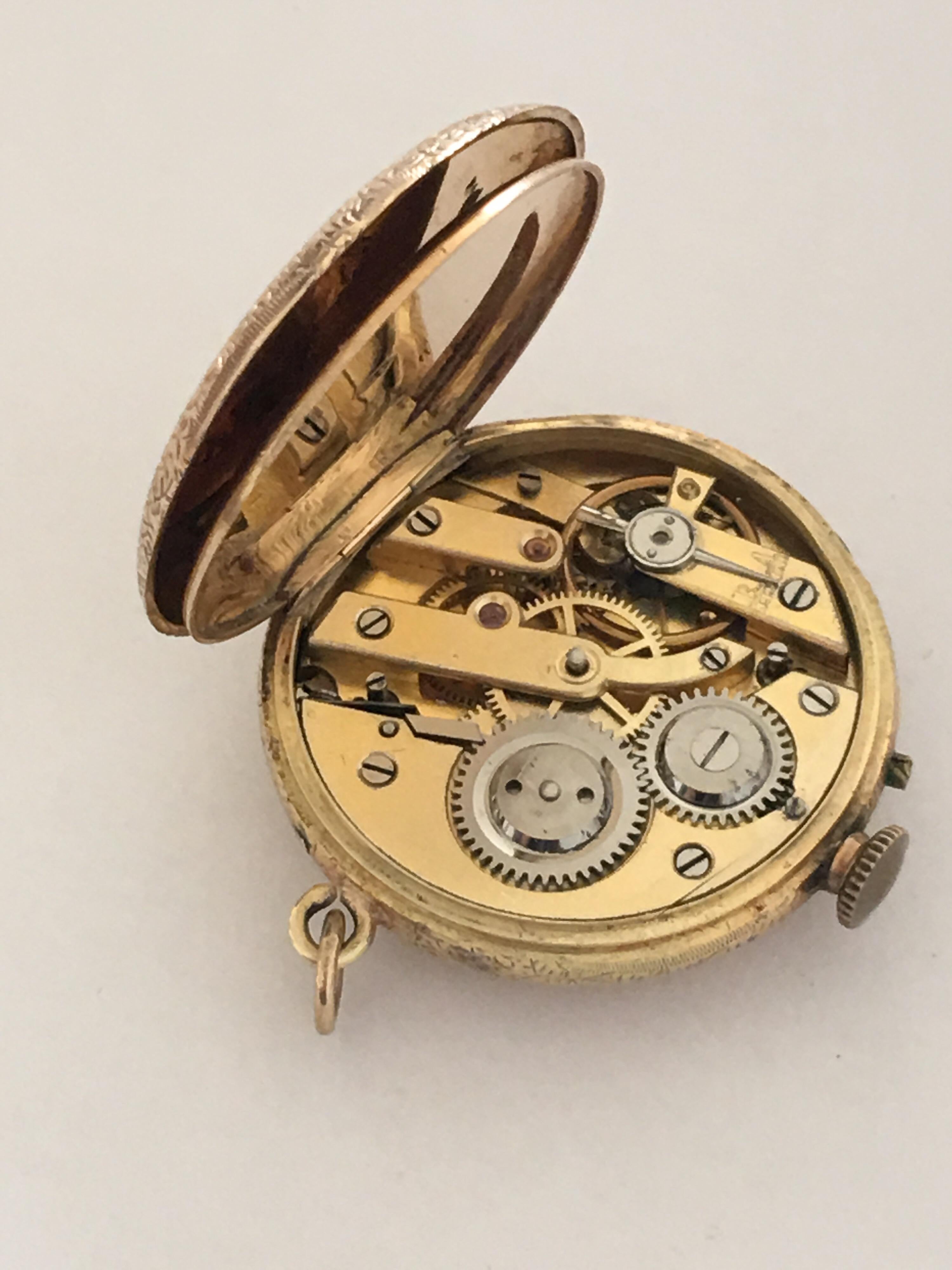 14 Karat Gold 33mm Vacheron Antique Pendant or Fob Watch For Sale 2