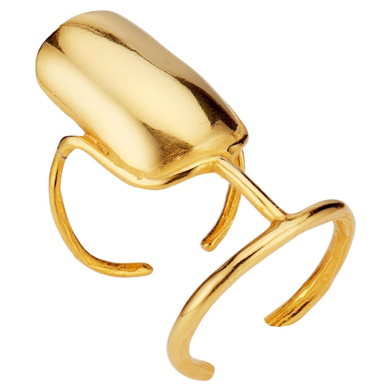 14k Gold Vermeil Bastet Ring by Aziza Handcrafted For Sale
