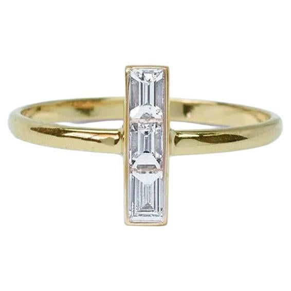 14k Gold Vertical Bar Diamond Ring Baguette Diamond Bar Ring