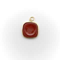 14k Gold Victorian Carnelian Warrior Intaglio Charm or Pendant