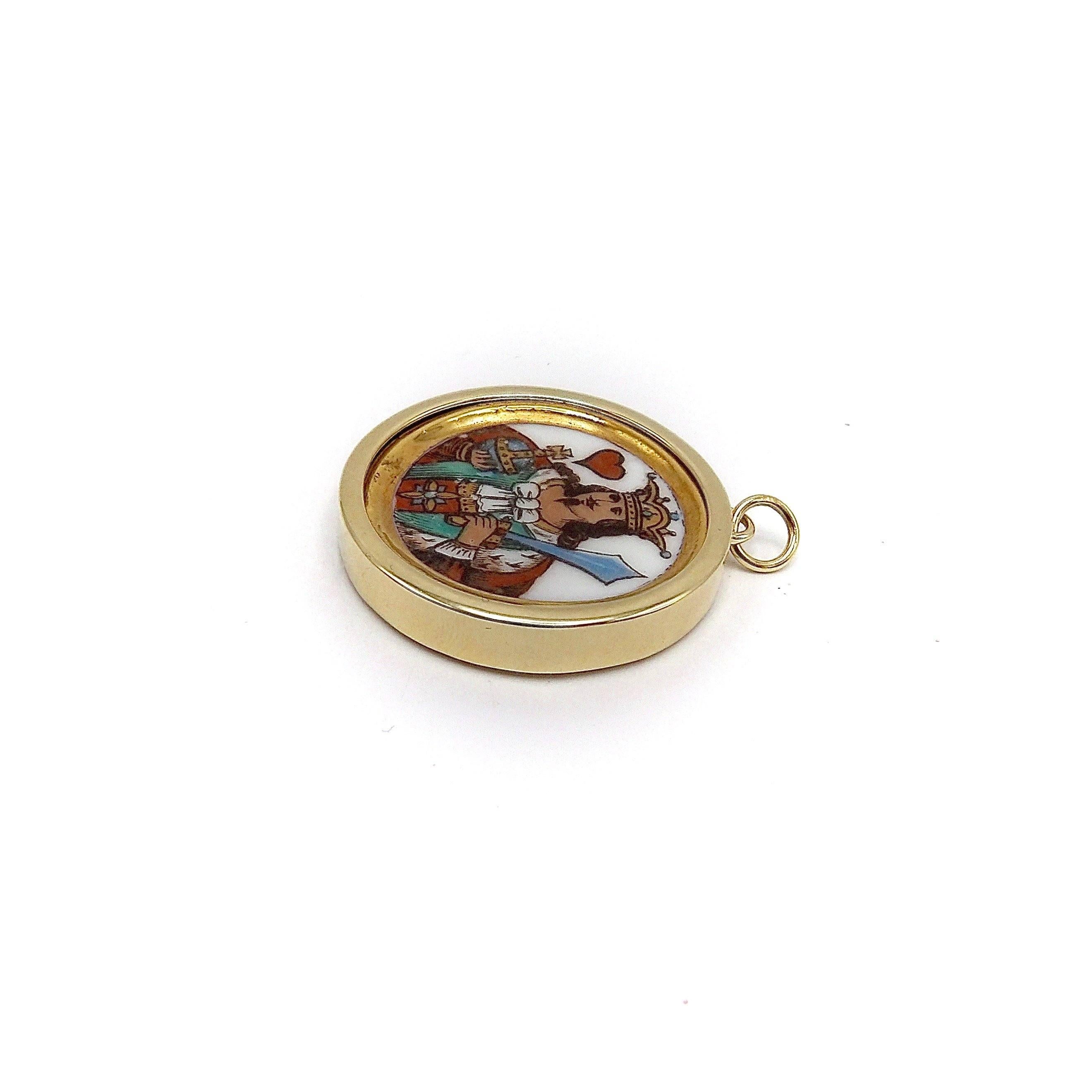 14k Gold viktorianische Ära King of Hearts Whist Marker Anhänger 2