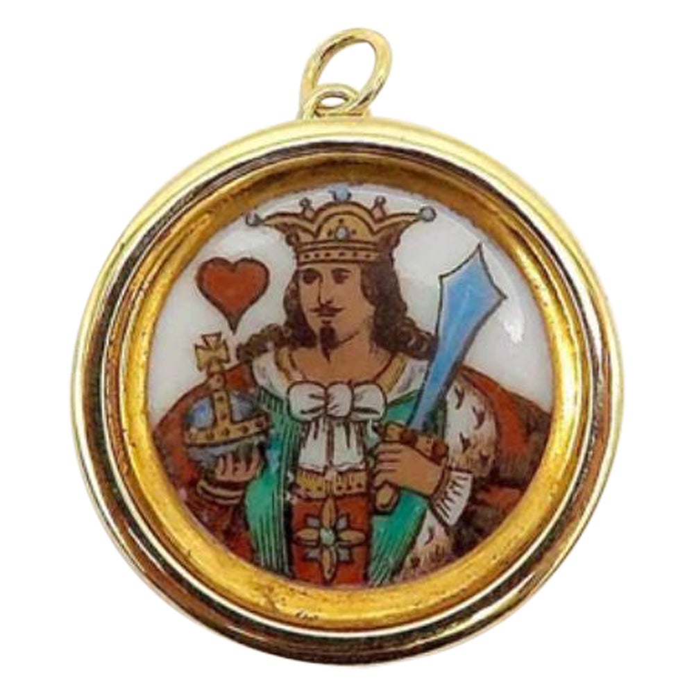 14k Gold viktorianische Ära King of Hearts Whist Marker Anhänger