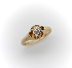 14K Gold Victorian Era Old European Cut Diamond Ring