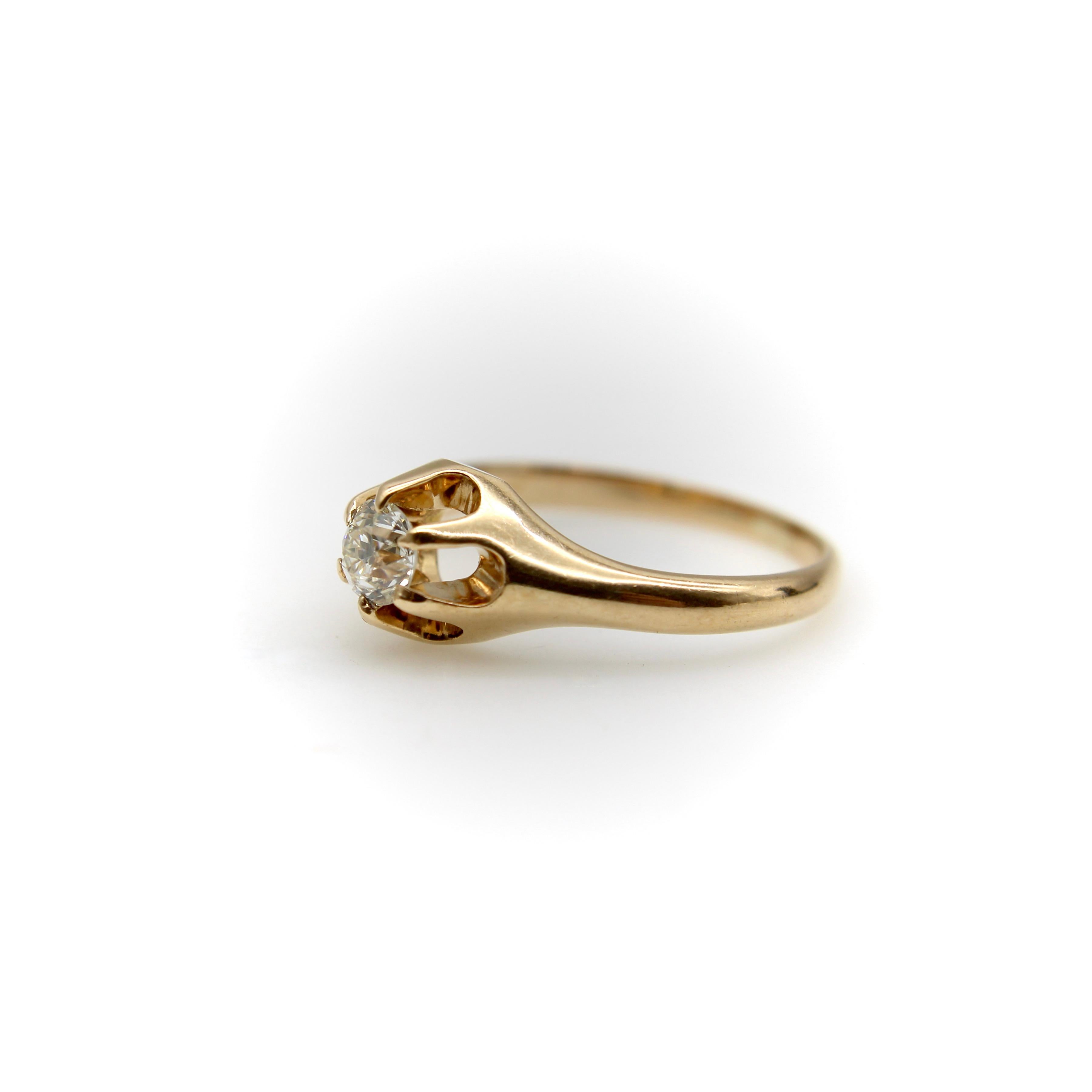 14K Gold Viktorianische Ära Alter Europäischer Diamantring (Alteuropäischer Schliff) im Angebot